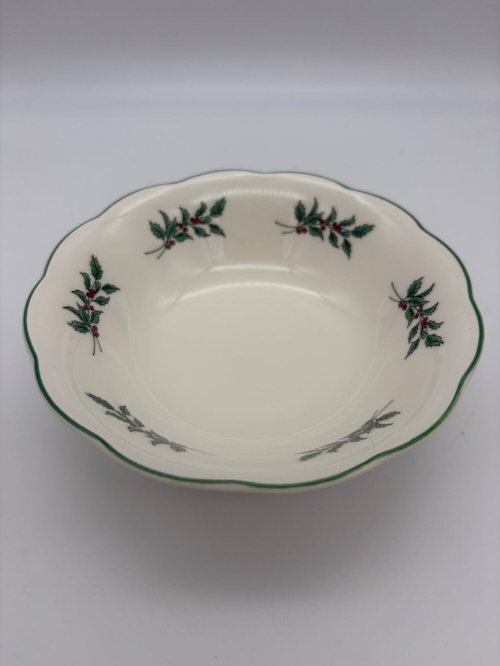 Vintage Nikko Happy Holidays Dip Bowl Chip Dip Set Holly Christmas Japan 4 7/8